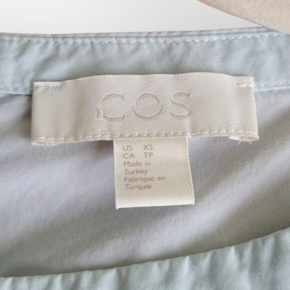 Clean Crisp Icy Blue Rounded Hem Cotton Midi Dress by COS Size XS Summer Vibes - Picture 4 of 9